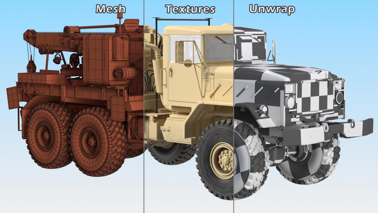 M939 Military Wrecker Light Rigged 3D model