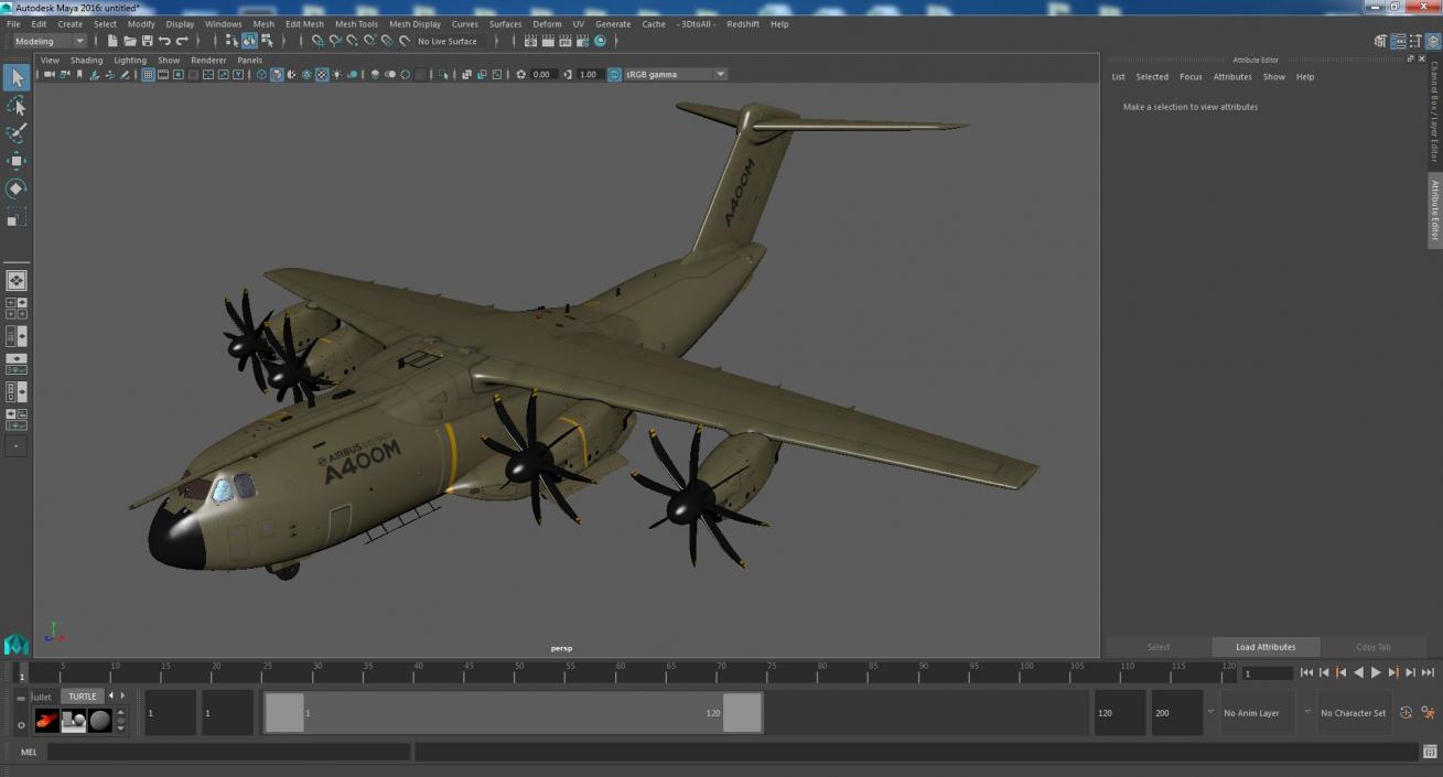 Airbus A400M Military Transport Green 3D