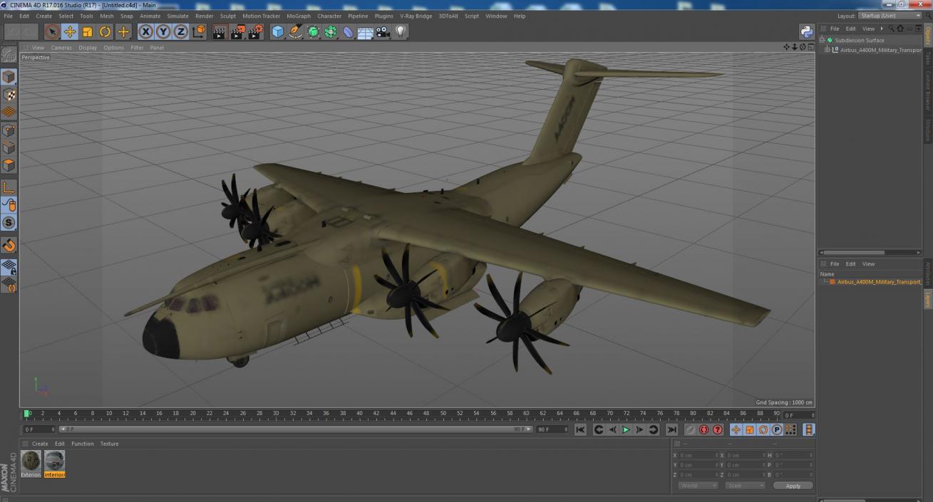 Airbus A400M Military Transport Green 3D