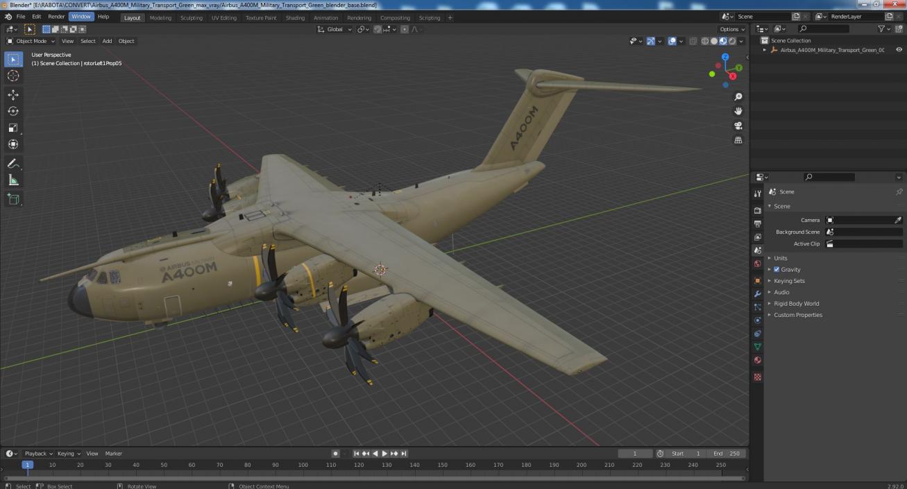 Airbus A400M Military Transport Green 3D