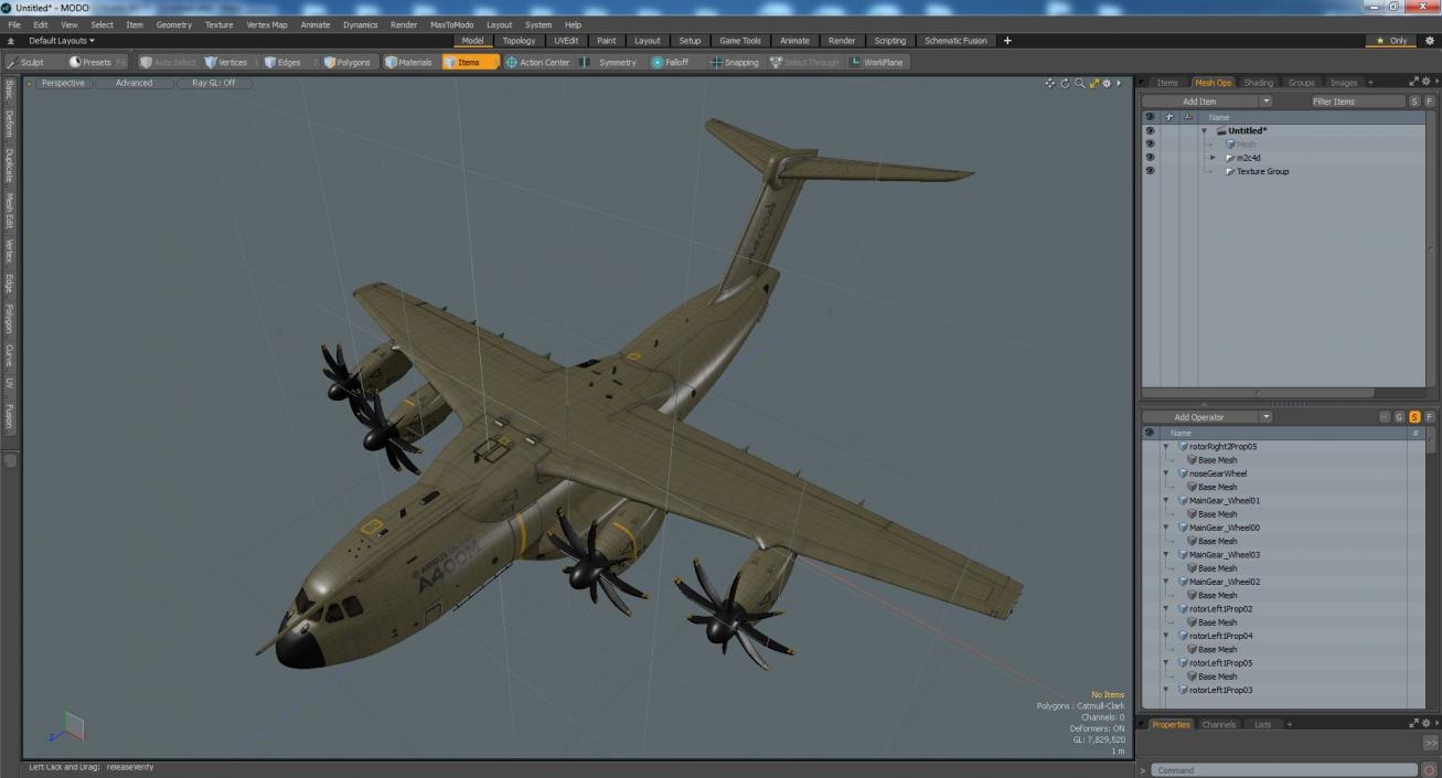 Airbus A400M Military Transport Green 3D