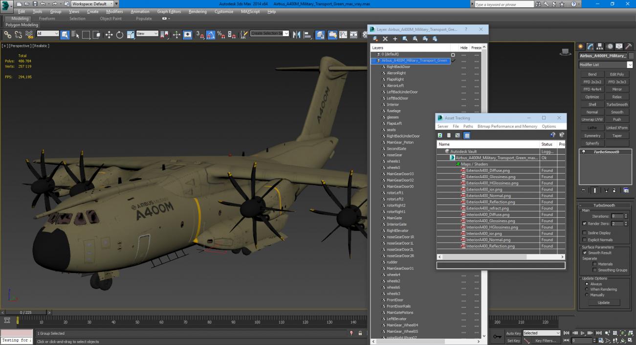 Airbus A400M Military Transport Green 3D