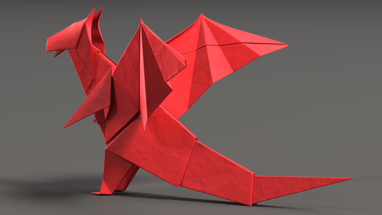 Origami Paper Red Dragon 3D model