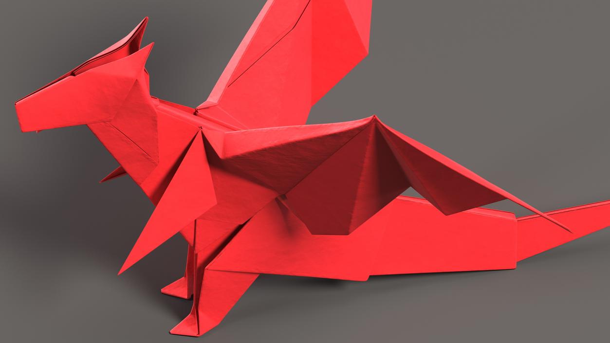 Origami Paper Red Dragon 3D model