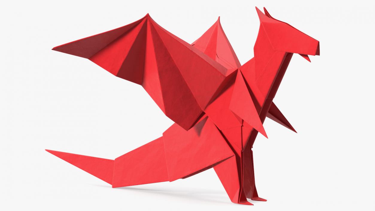 Origami Paper Red Dragon 3D model