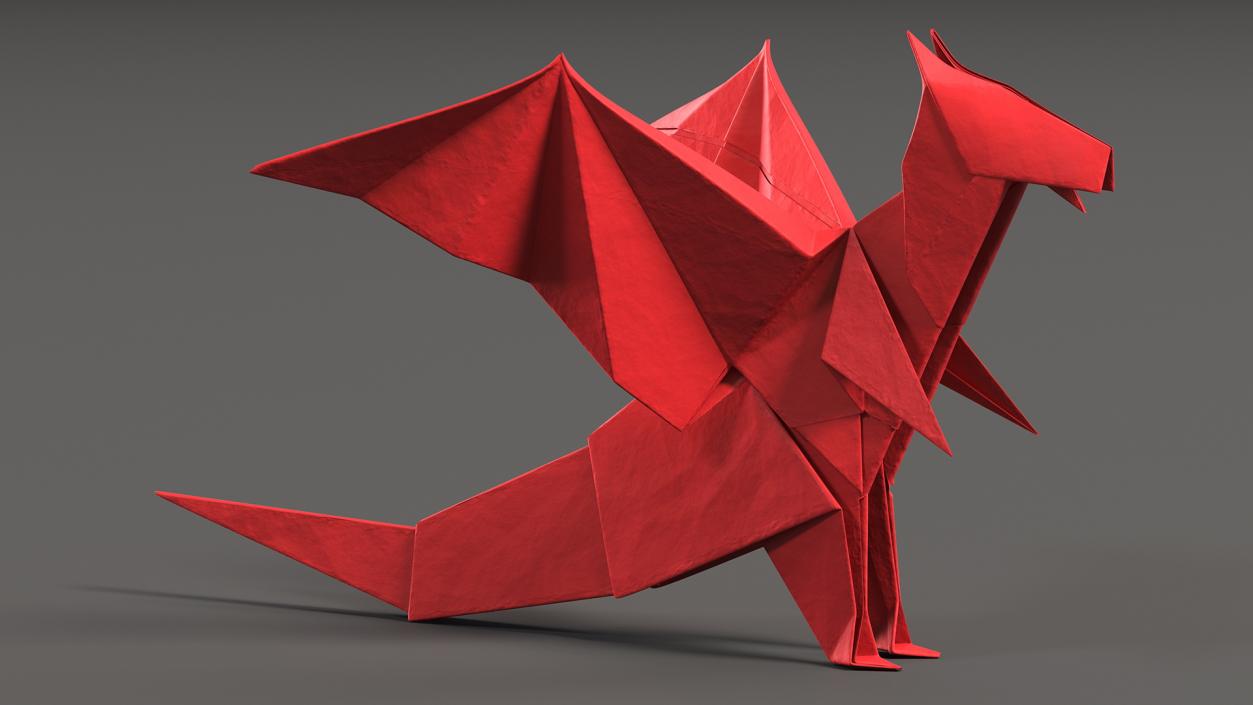 Origami Paper Red Dragon 3D model