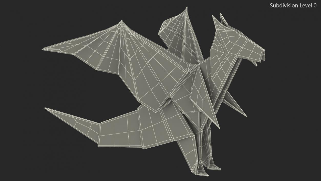 Origami Paper Red Dragon 3D model