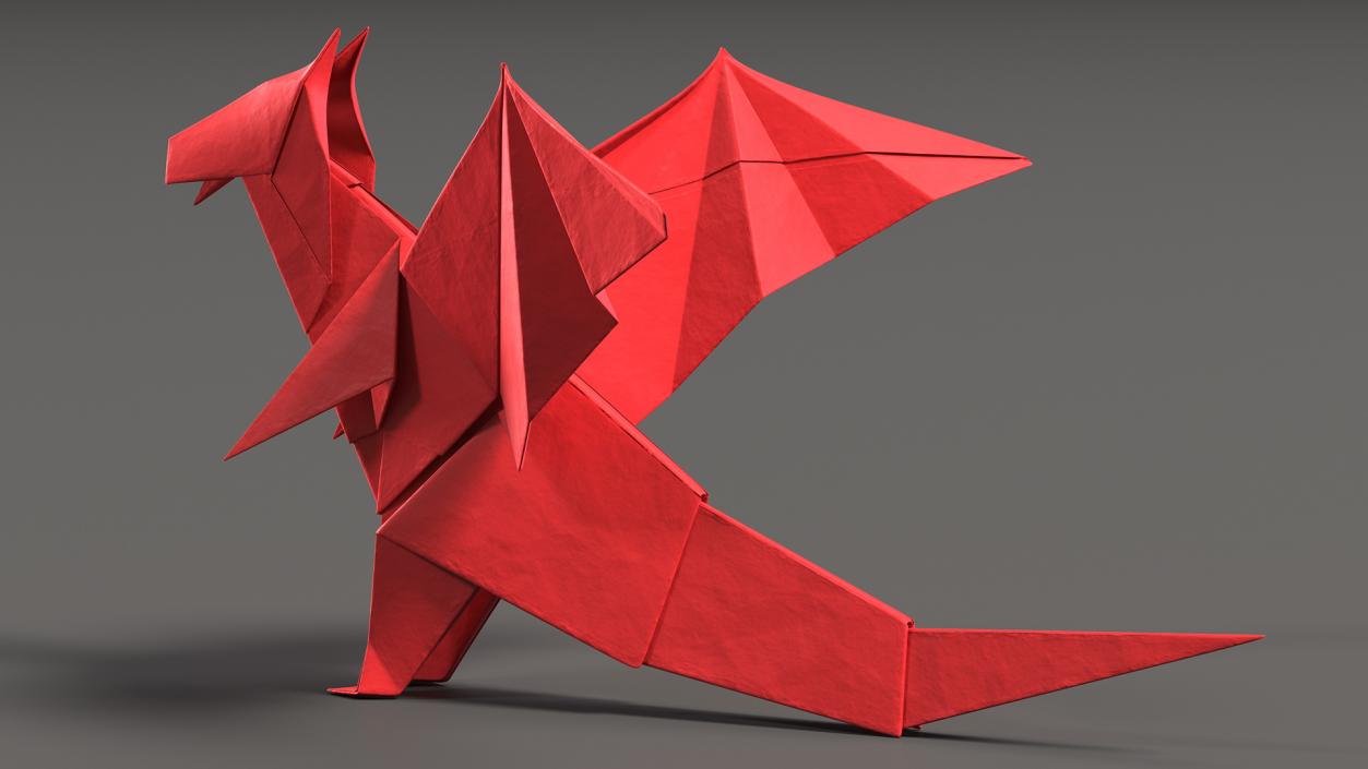 Origami Paper Red Dragon 3D model