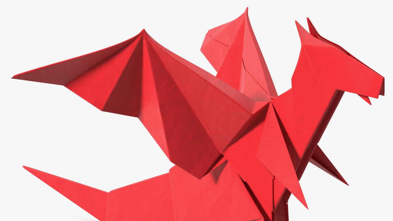 Origami Paper Red Dragon 3D model