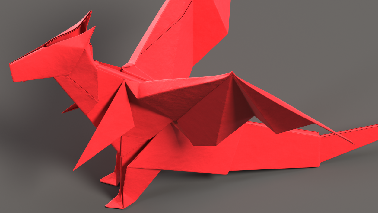 Origami Paper Red Dragon 3D model