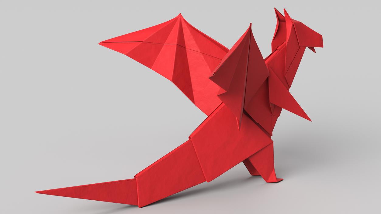 Origami Paper Red Dragon 3D model