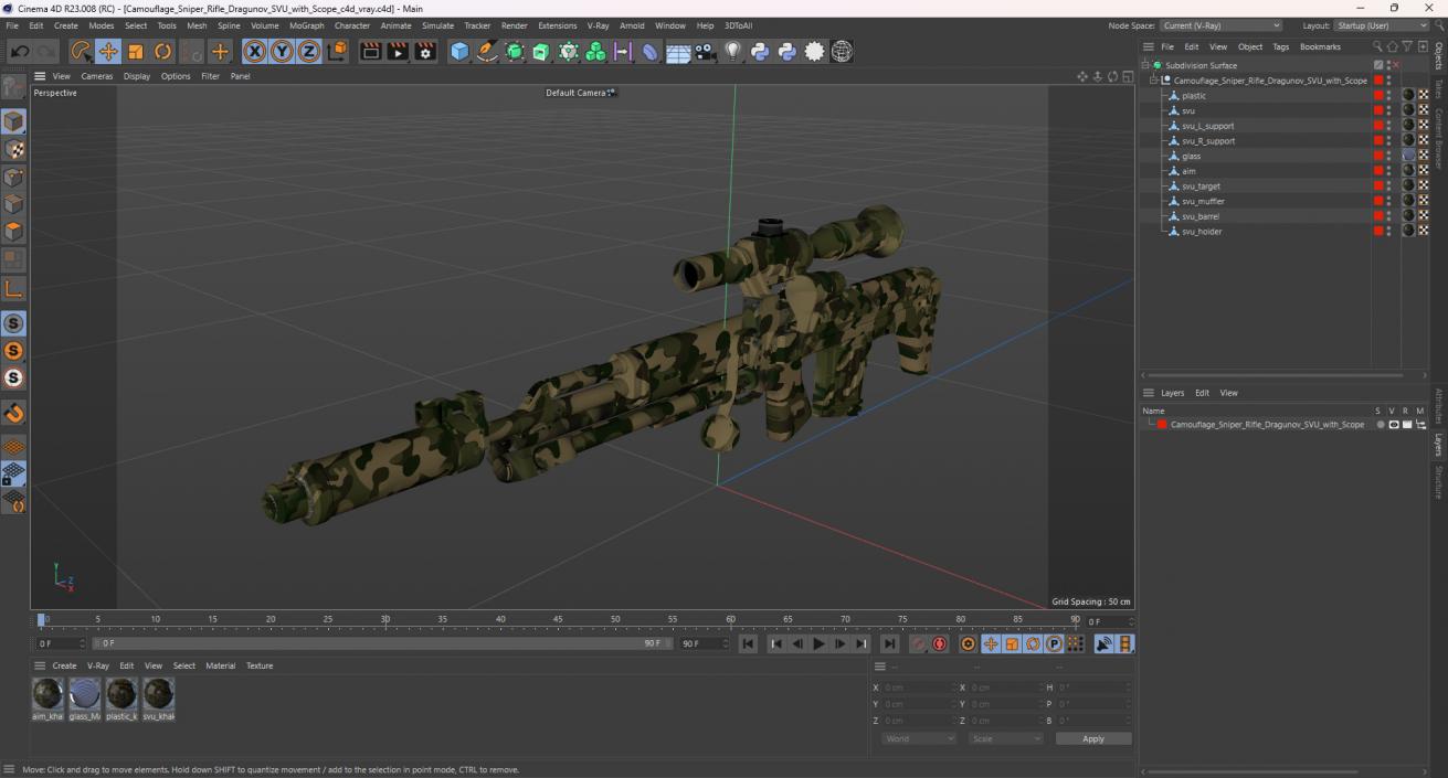 Camouflage Sniper Rifle Dragunov SVU with Scope 3D