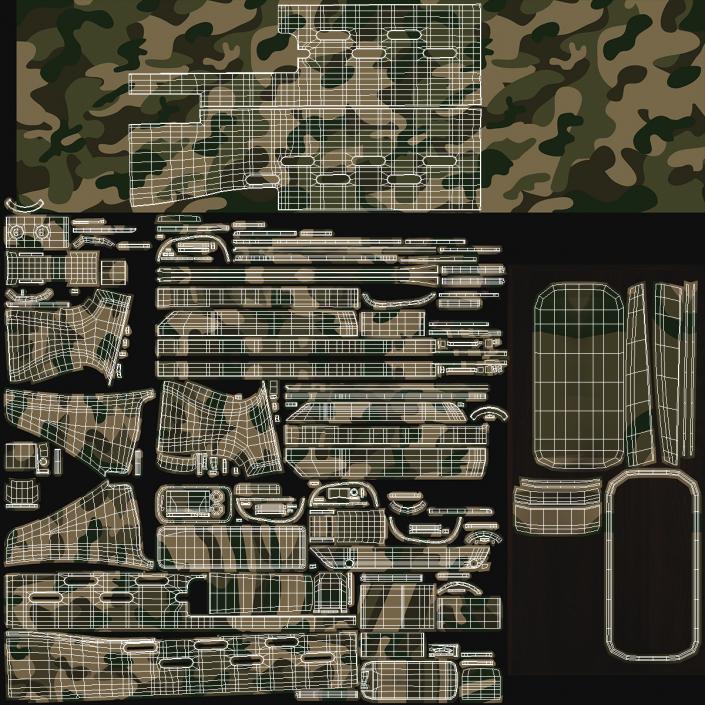 Camouflage Sniper Rifle Dragunov SVU with Scope 3D