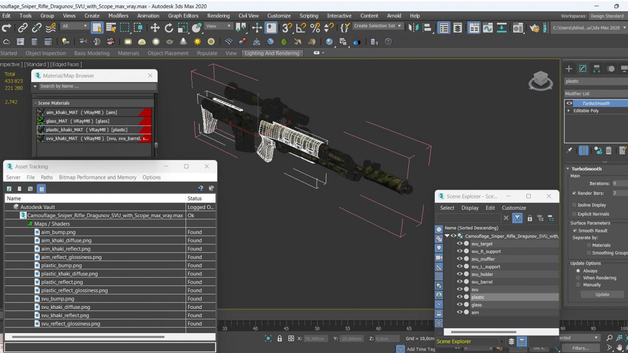 Camouflage Sniper Rifle Dragunov SVU with Scope 3D