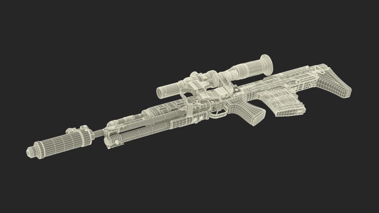 Camouflage Sniper Rifle Dragunov SVU with Scope 3D