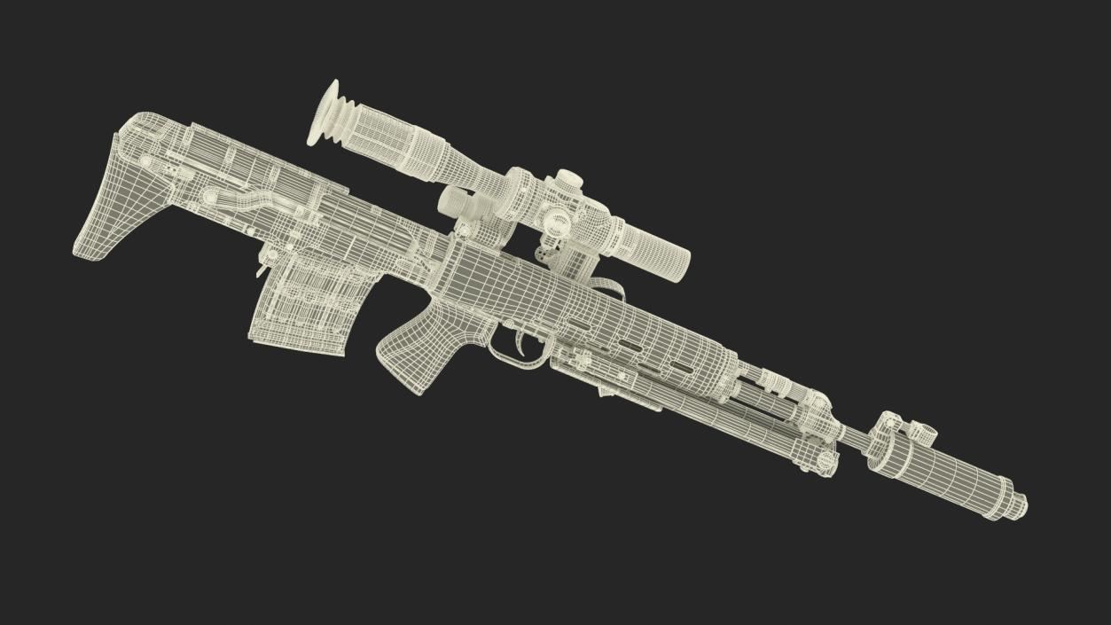 Camouflage Sniper Rifle Dragunov SVU with Scope 3D