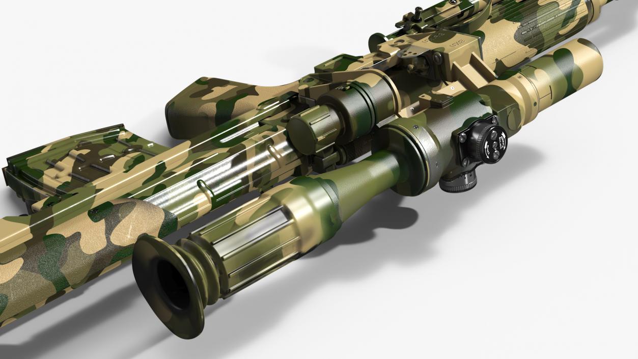 Camouflage Sniper Rifle Dragunov SVU with Scope 3D