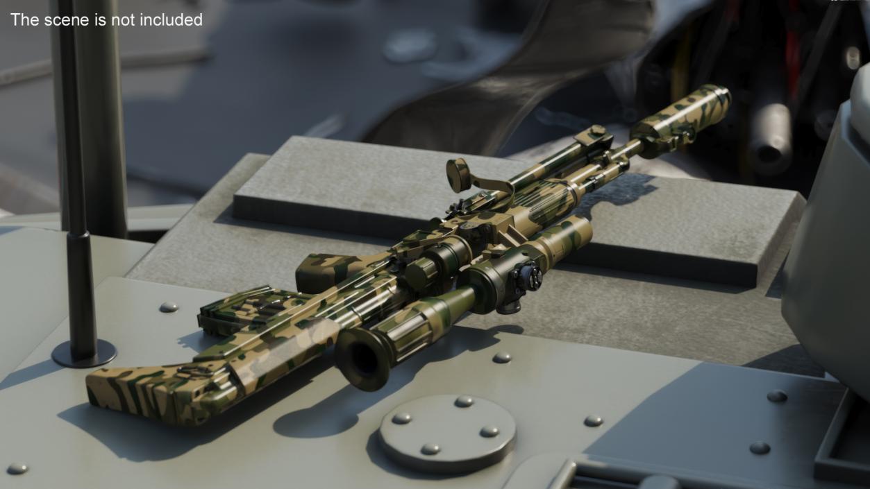 Camouflage Sniper Rifle Dragunov SVU with Scope 3D