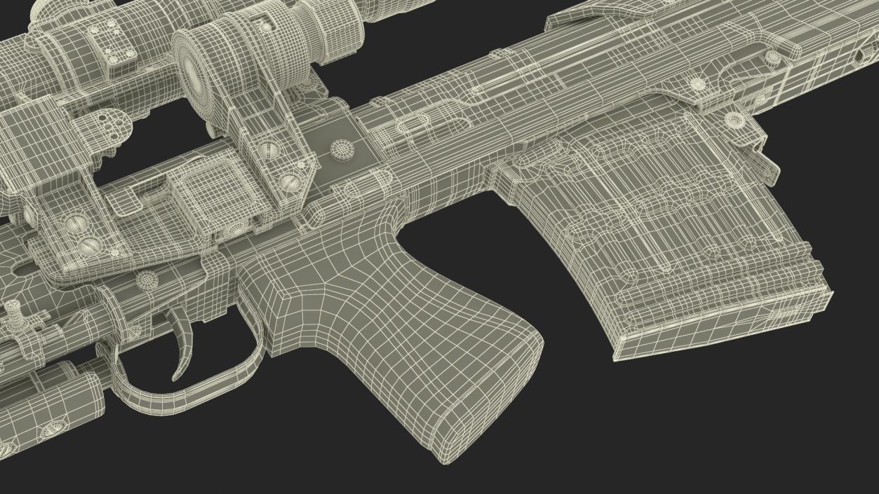 Camouflage Sniper Rifle Dragunov SVU with Scope 3D