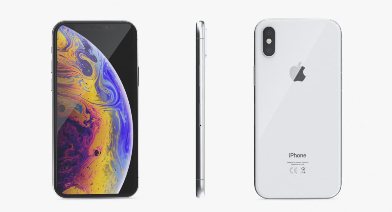 3D Silver iPhone XS