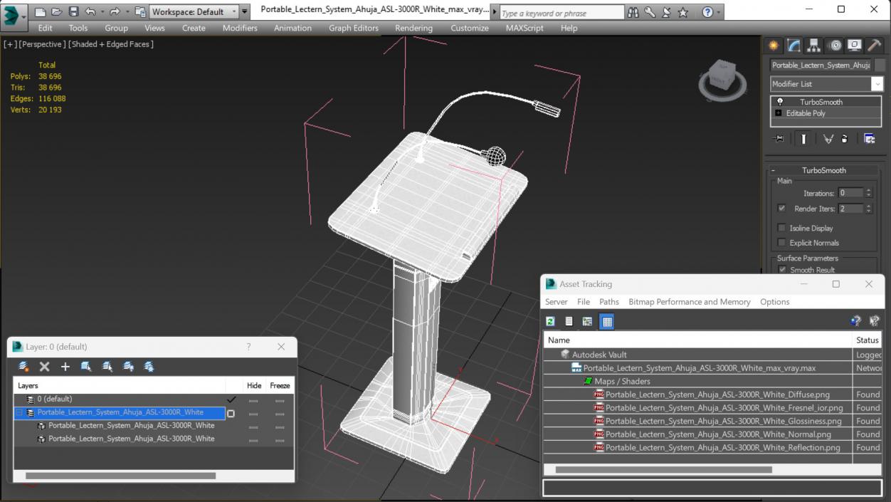 3D model Portable Lectern System Ahuja ASL-3000R White