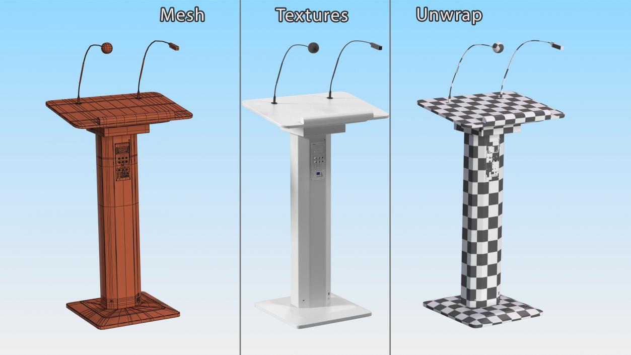 3D model Portable Lectern System Ahuja ASL-3000R White