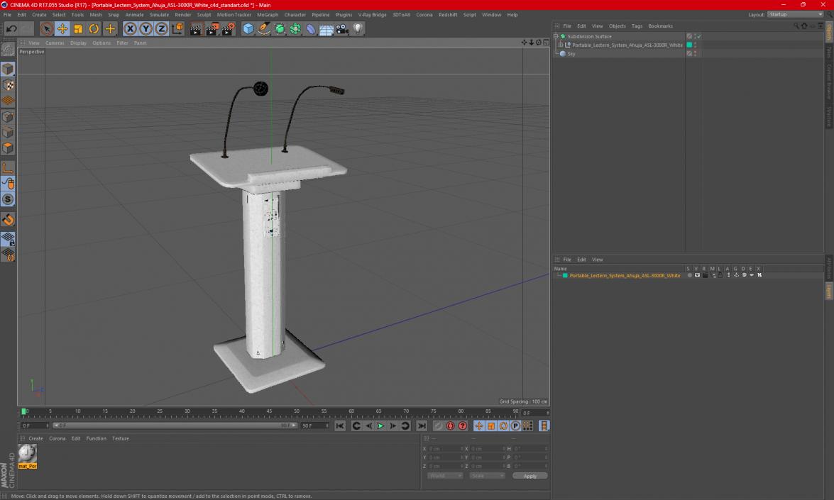 3D model Portable Lectern System Ahuja ASL-3000R White