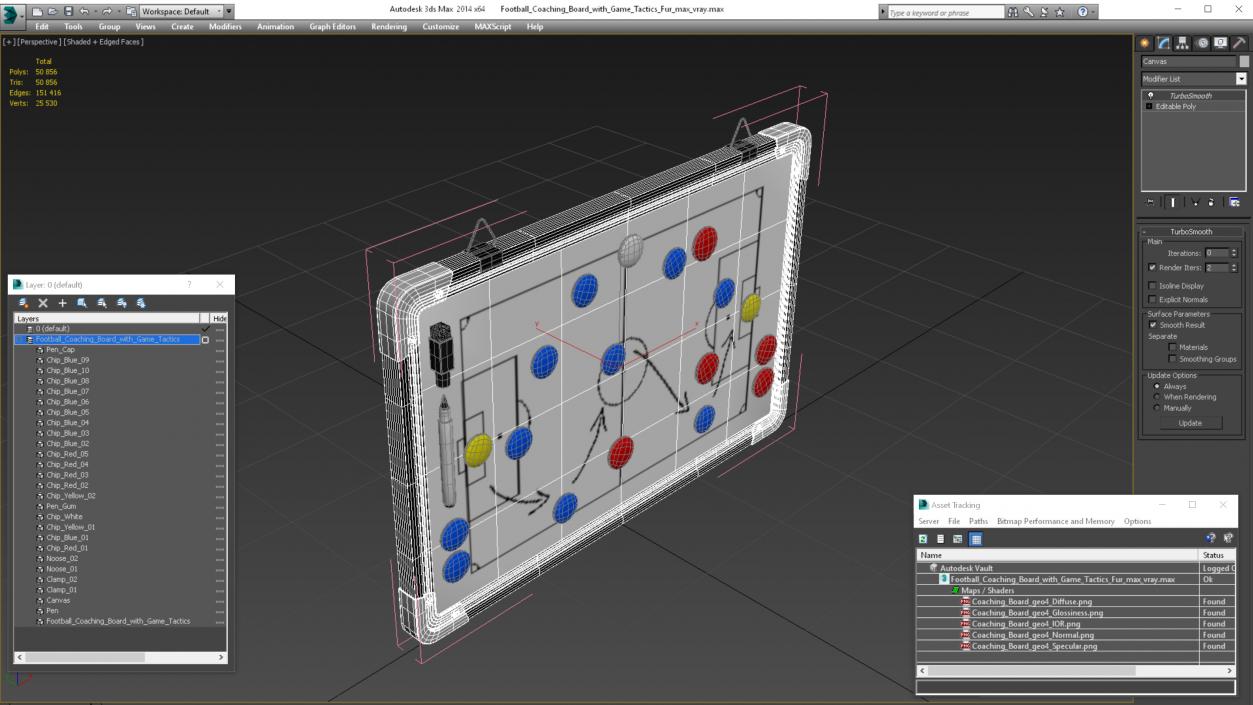 3D model Football Coaching Board with Game Tactics Fur