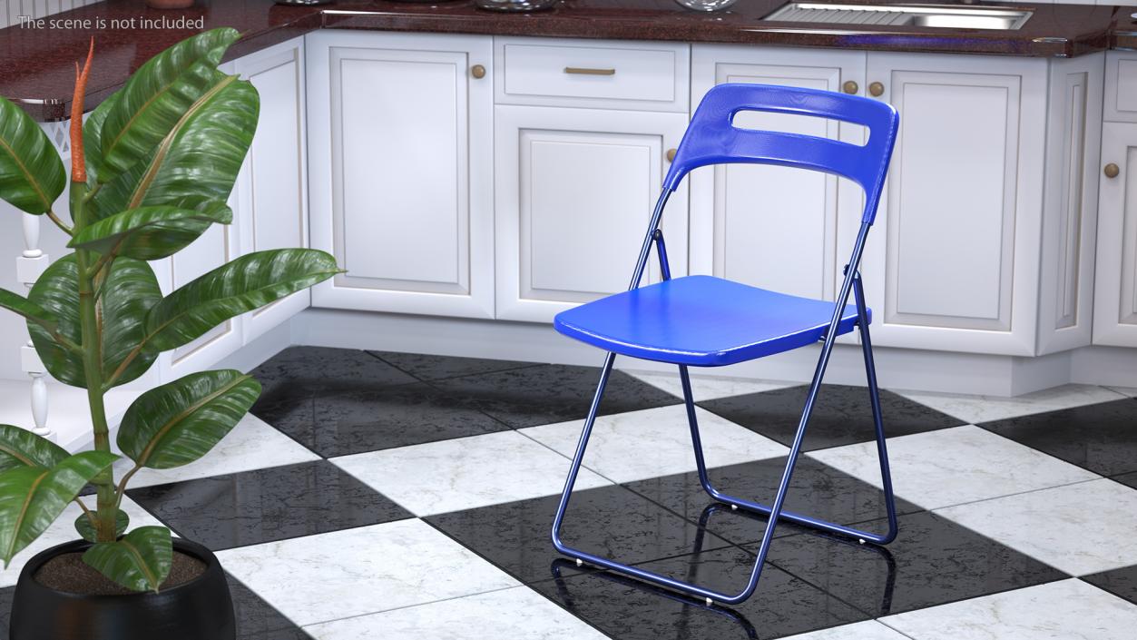 3D Plastic Folding Chair Blue