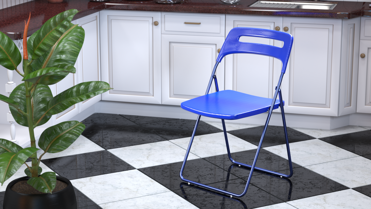 3D Plastic Folding Chair Blue