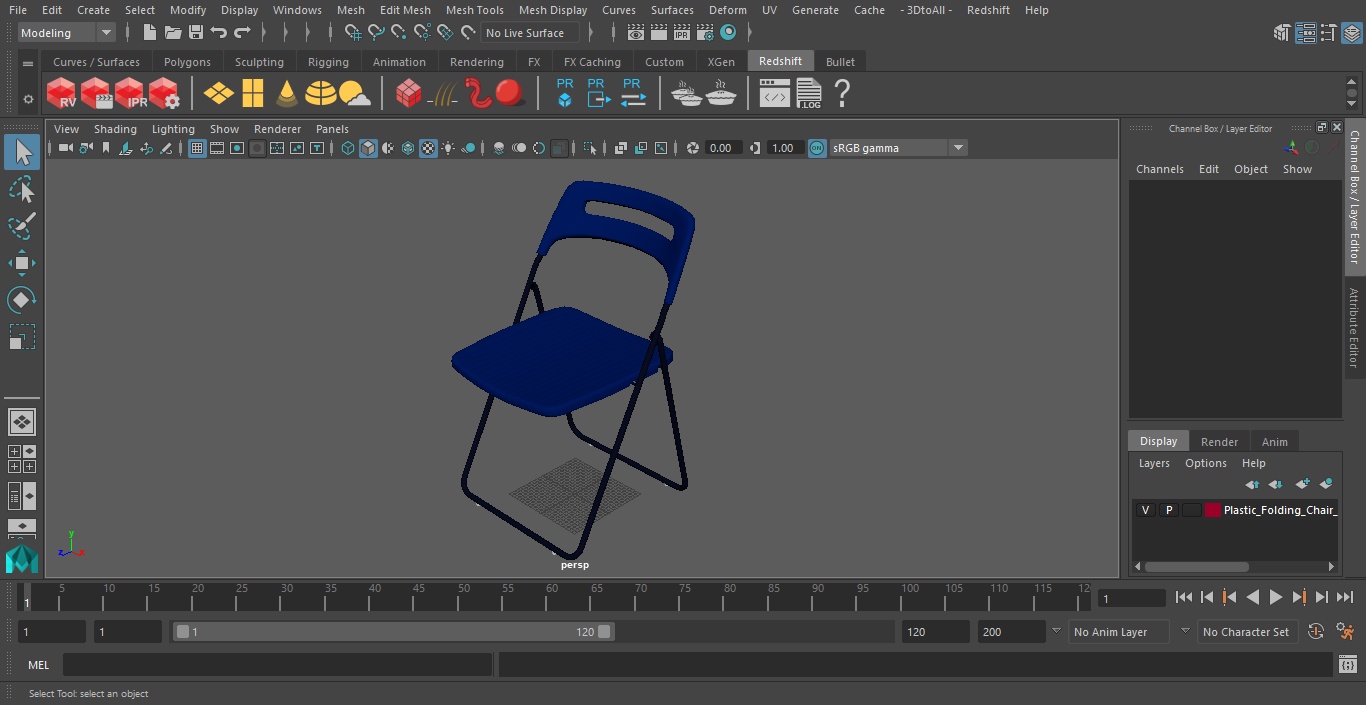 3D Plastic Folding Chair Blue