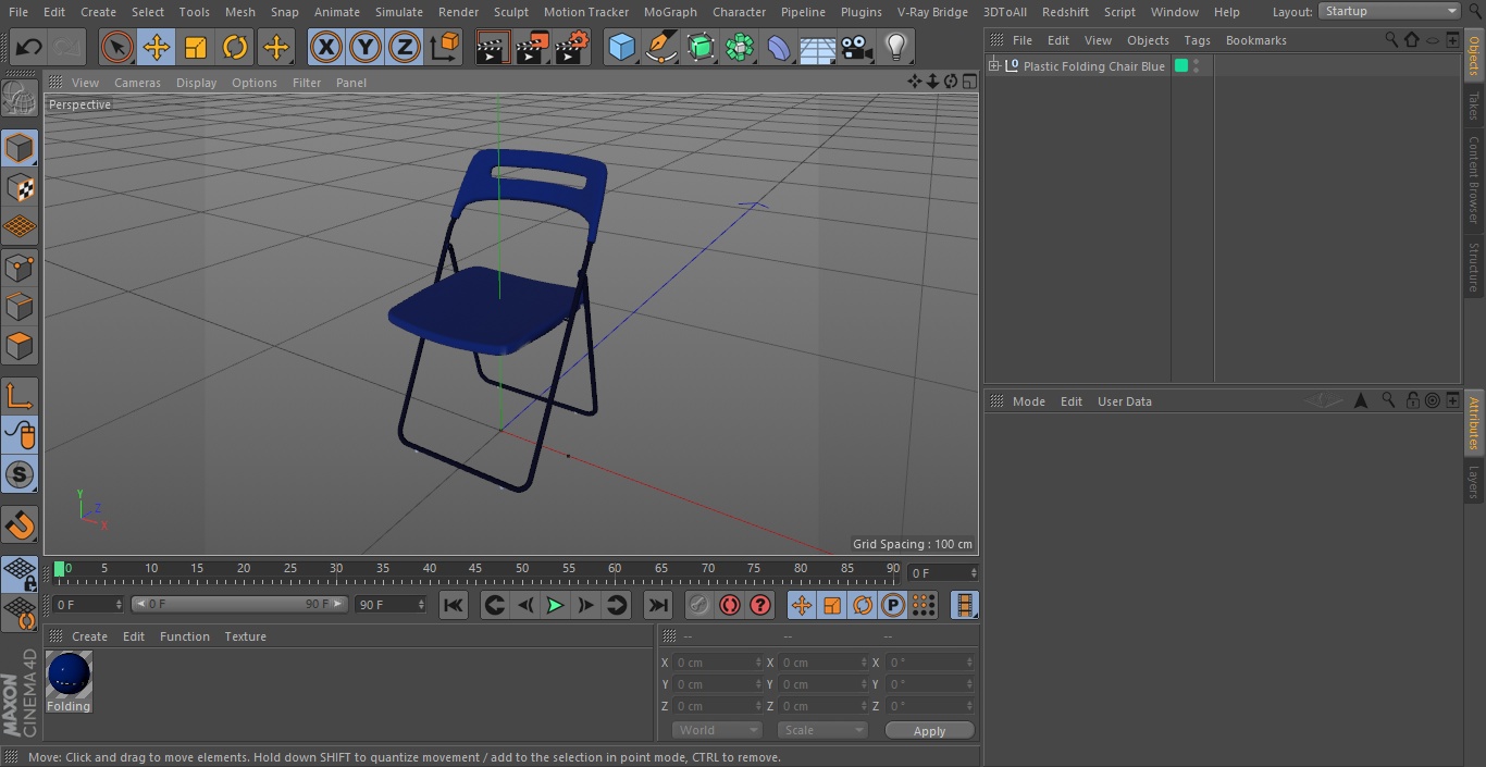 3D Plastic Folding Chair Blue