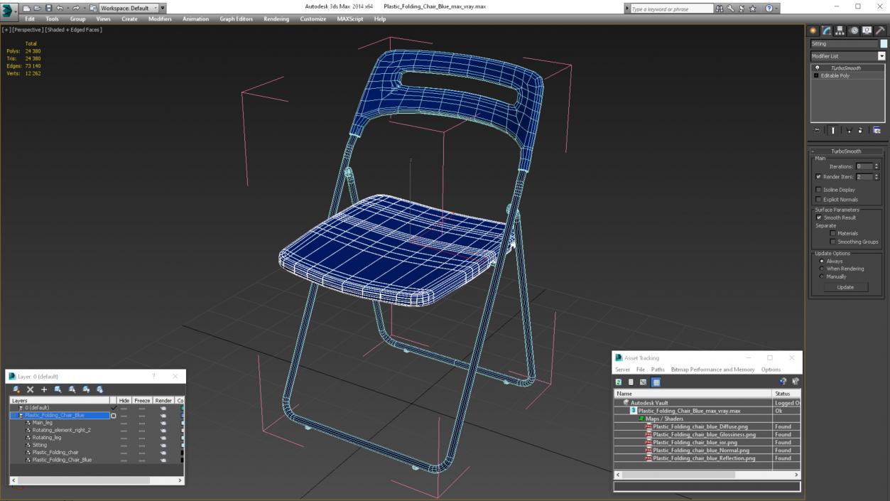 3D Plastic Folding Chair Blue