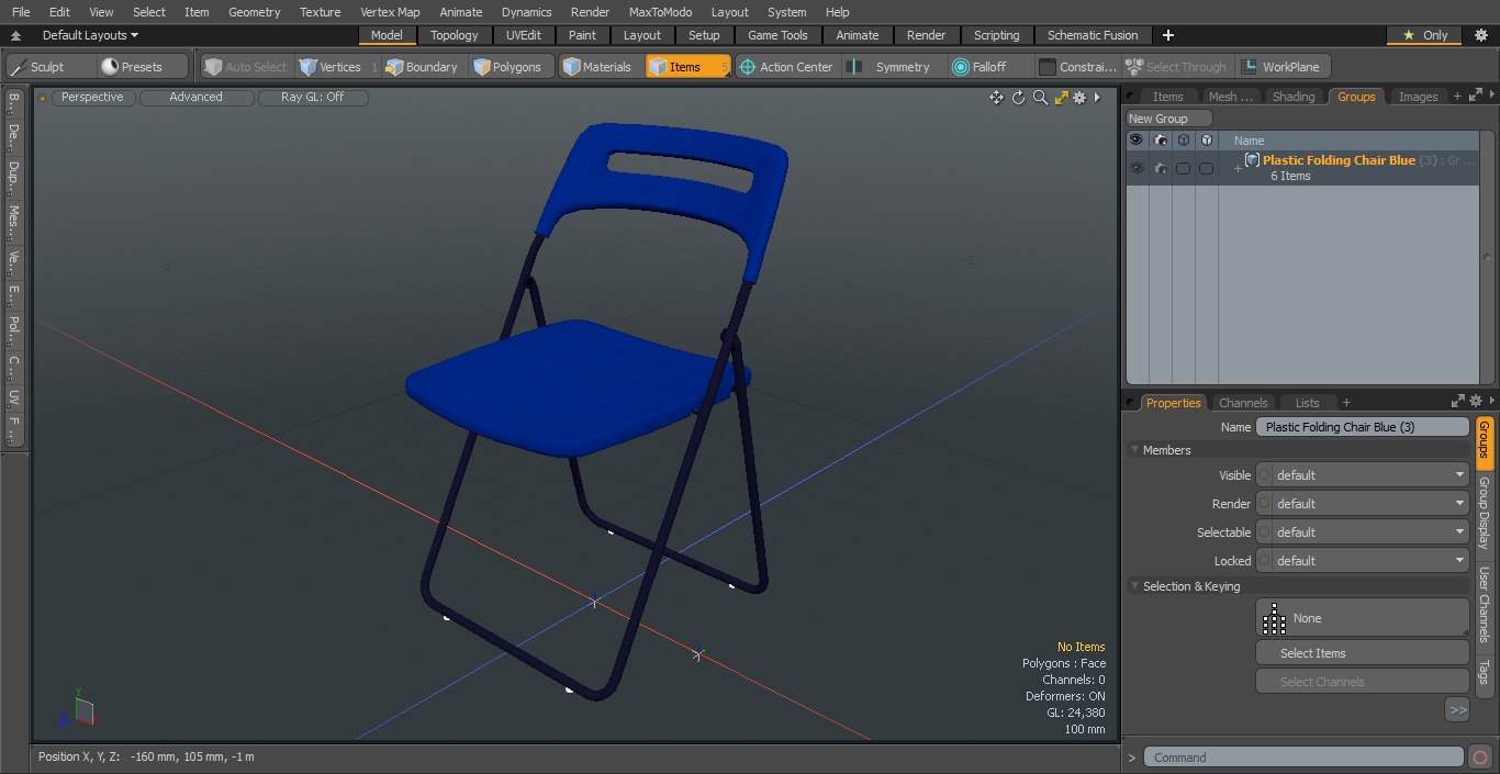 3D Plastic Folding Chair Blue