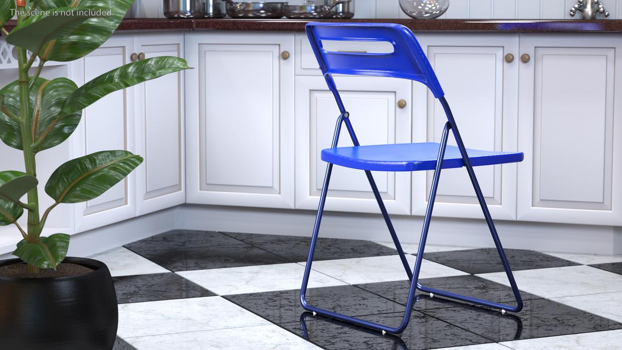 3D Plastic Folding Chair Blue