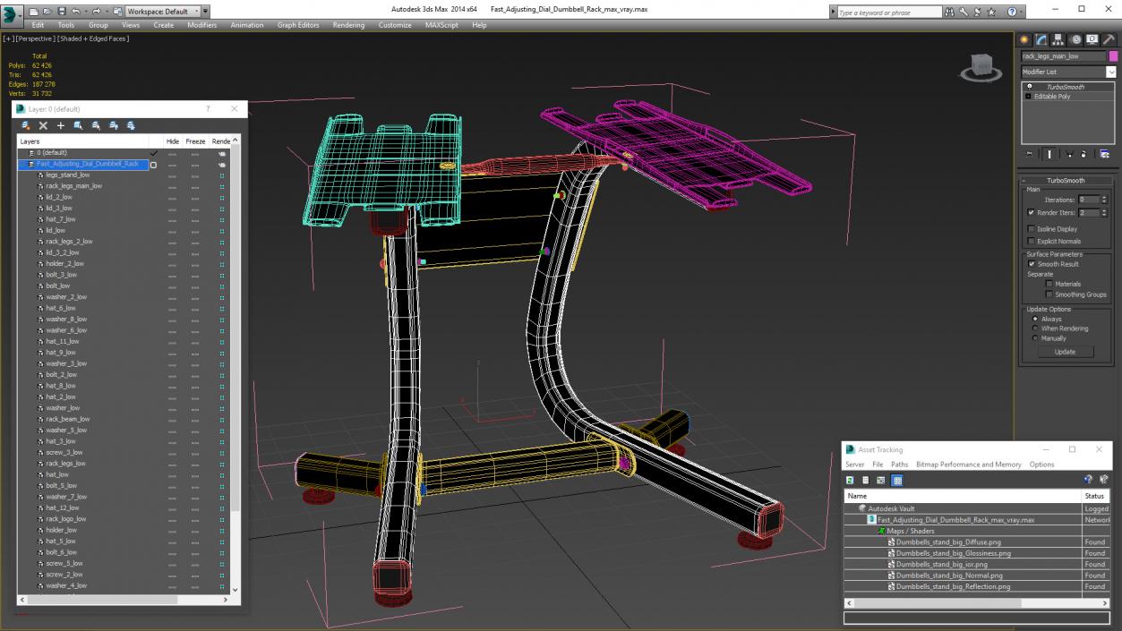 3D Fast Adjusting Dial Dumbbell Rack model