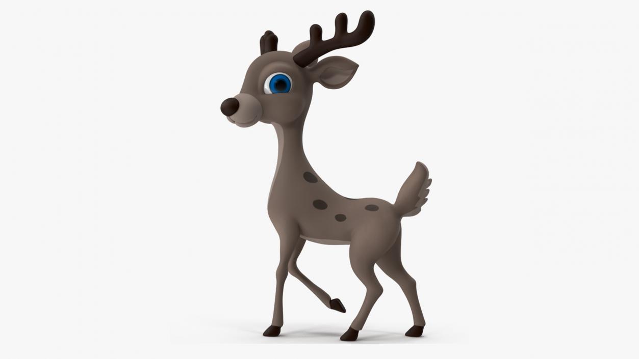 3D Grey Cartoon Deer Rigged for Maya model