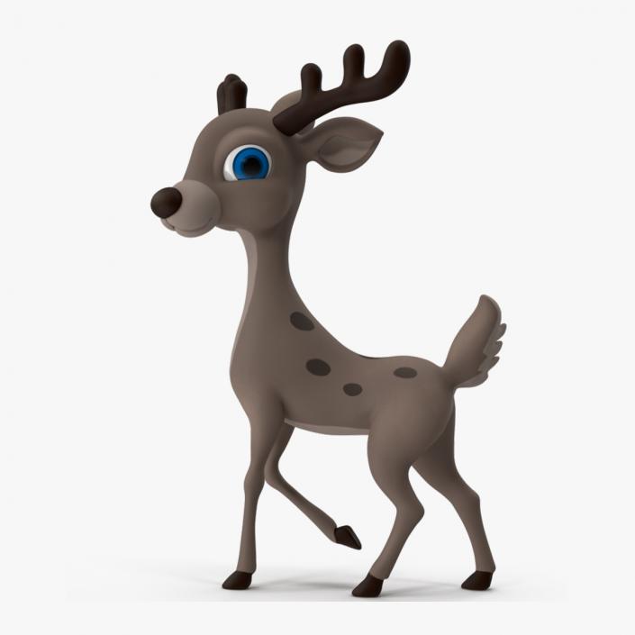 3D Grey Cartoon Deer Rigged for Maya model