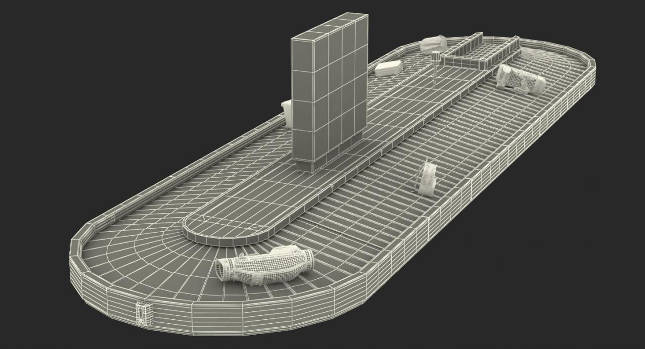 3D model Baggage Claim Conveyor Metal Rigged