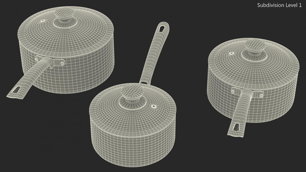 3D Tower Saucepan Set model