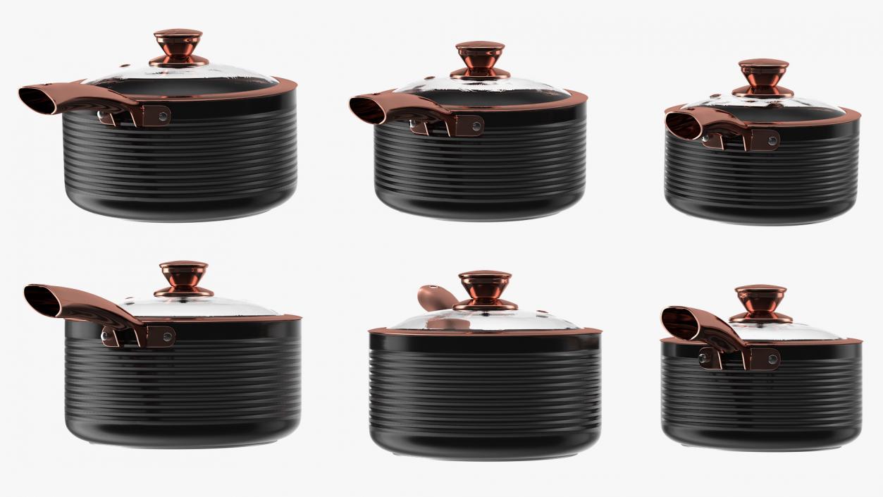 3D Tower Saucepan Set model