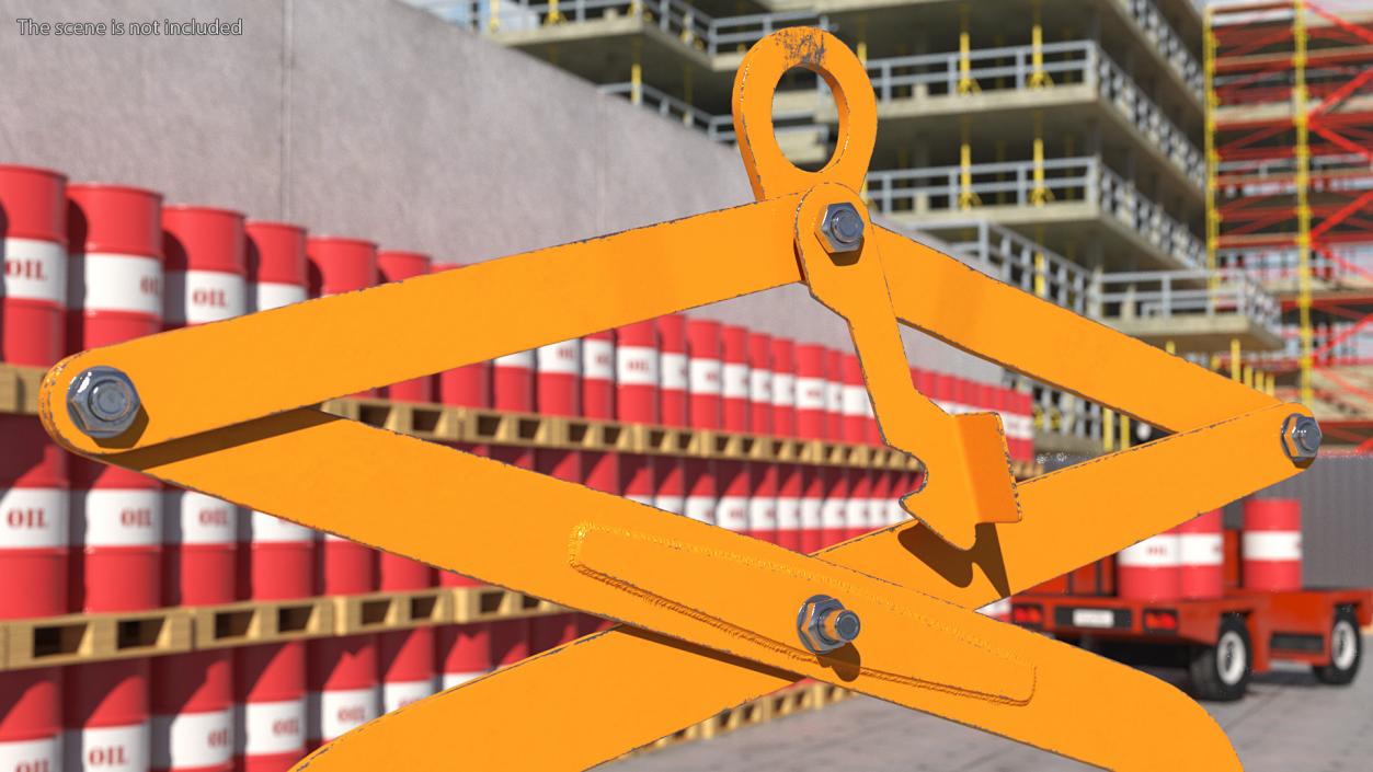 Crane Mounted Drum Lifter and Rotator Rigged 3D model