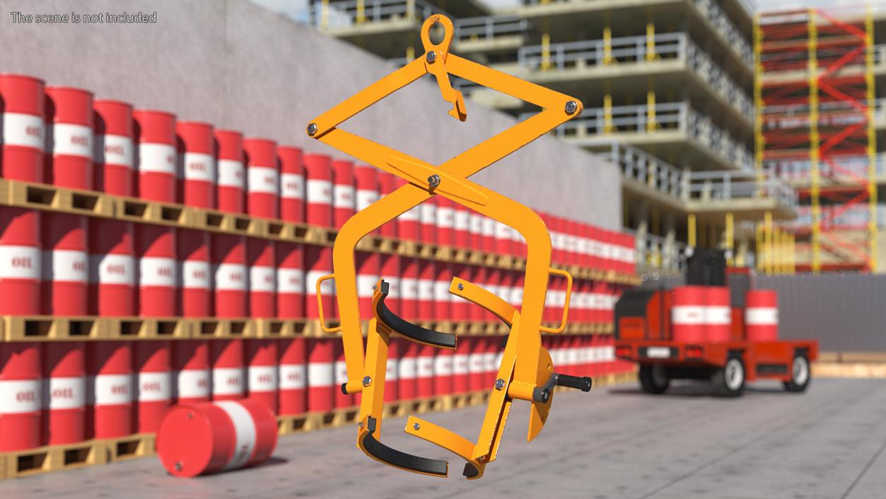 Crane Mounted Drum Lifter and Rotator Rigged 3D model