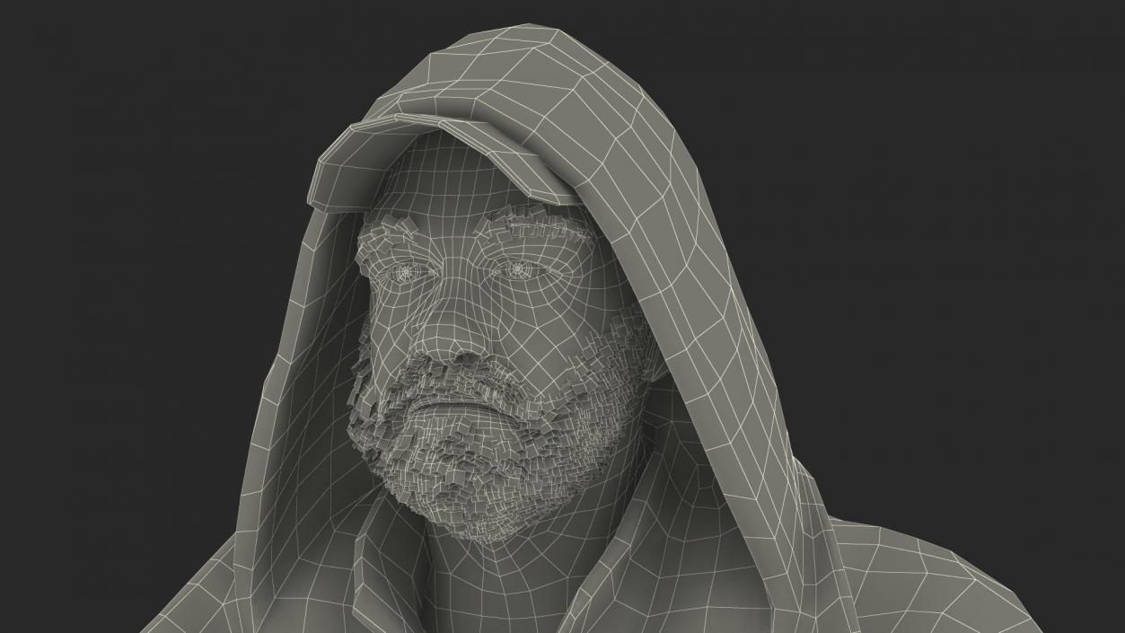 3D Homeless Man with Shopping Cart