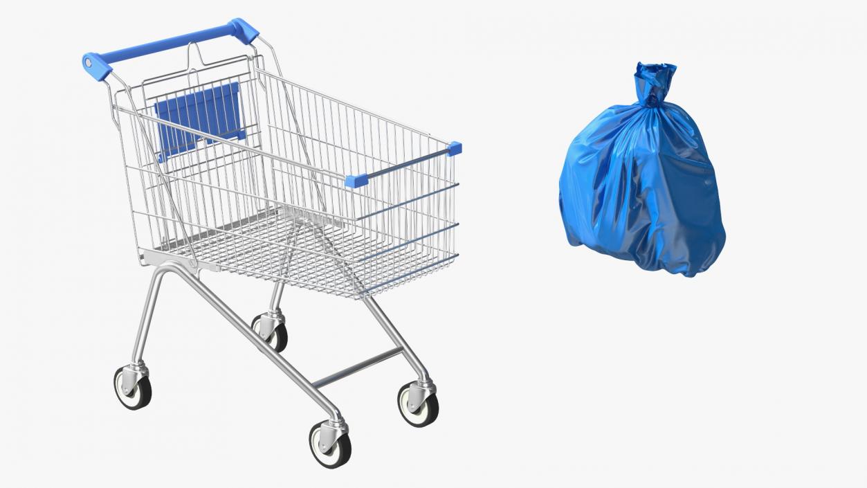 3D Homeless Man with Shopping Cart