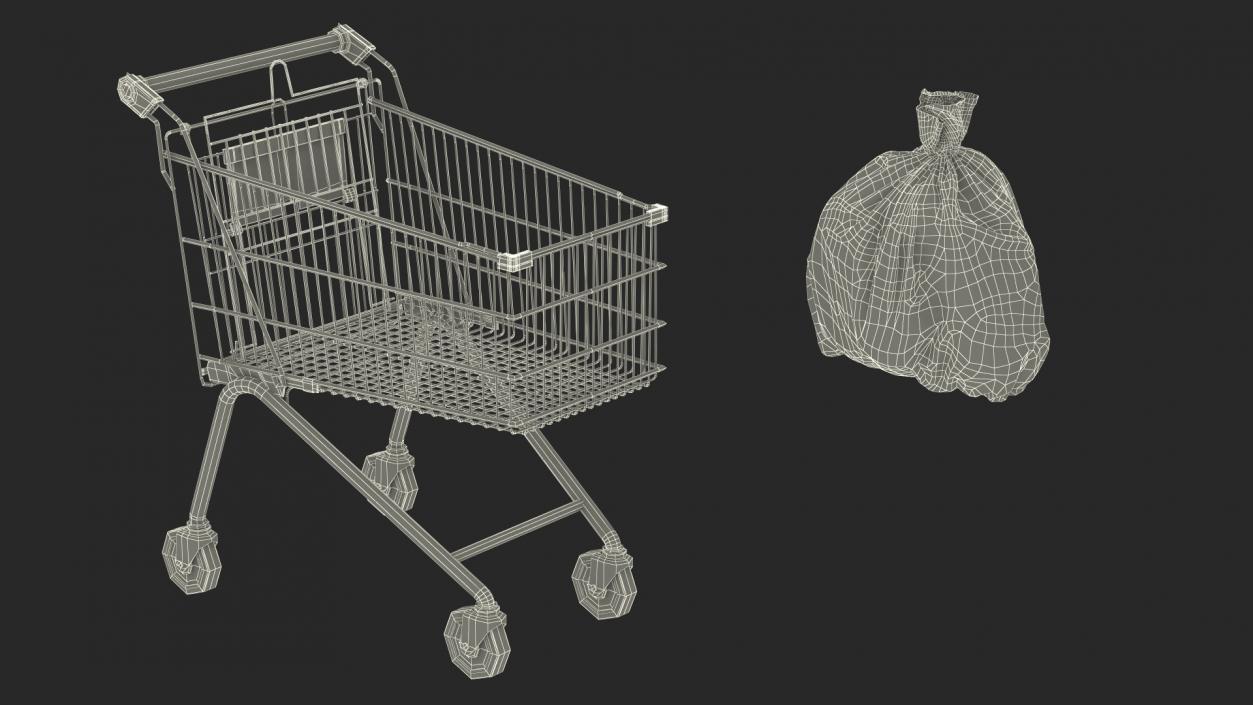 3D Homeless Man with Shopping Cart