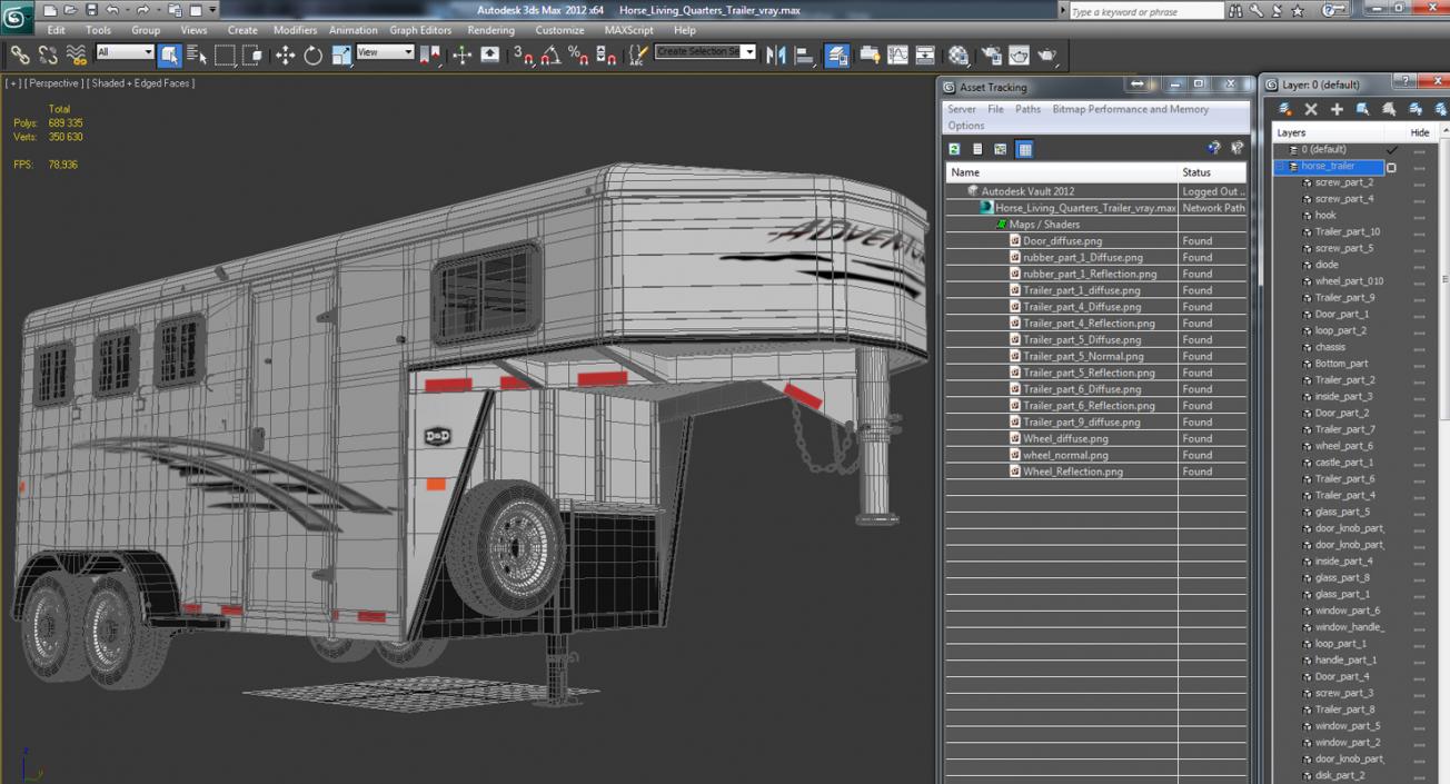 Horse Living Quarters Trailer 3D model