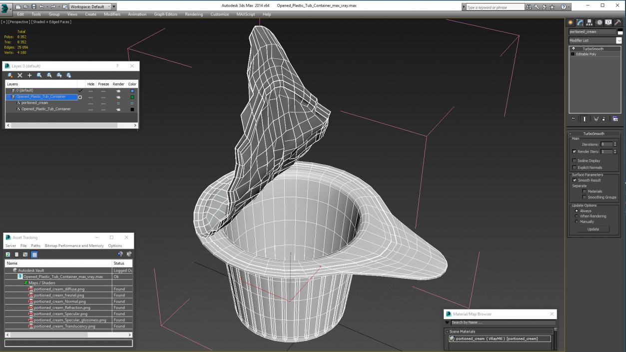 3D Opened Plastic Tub Container model