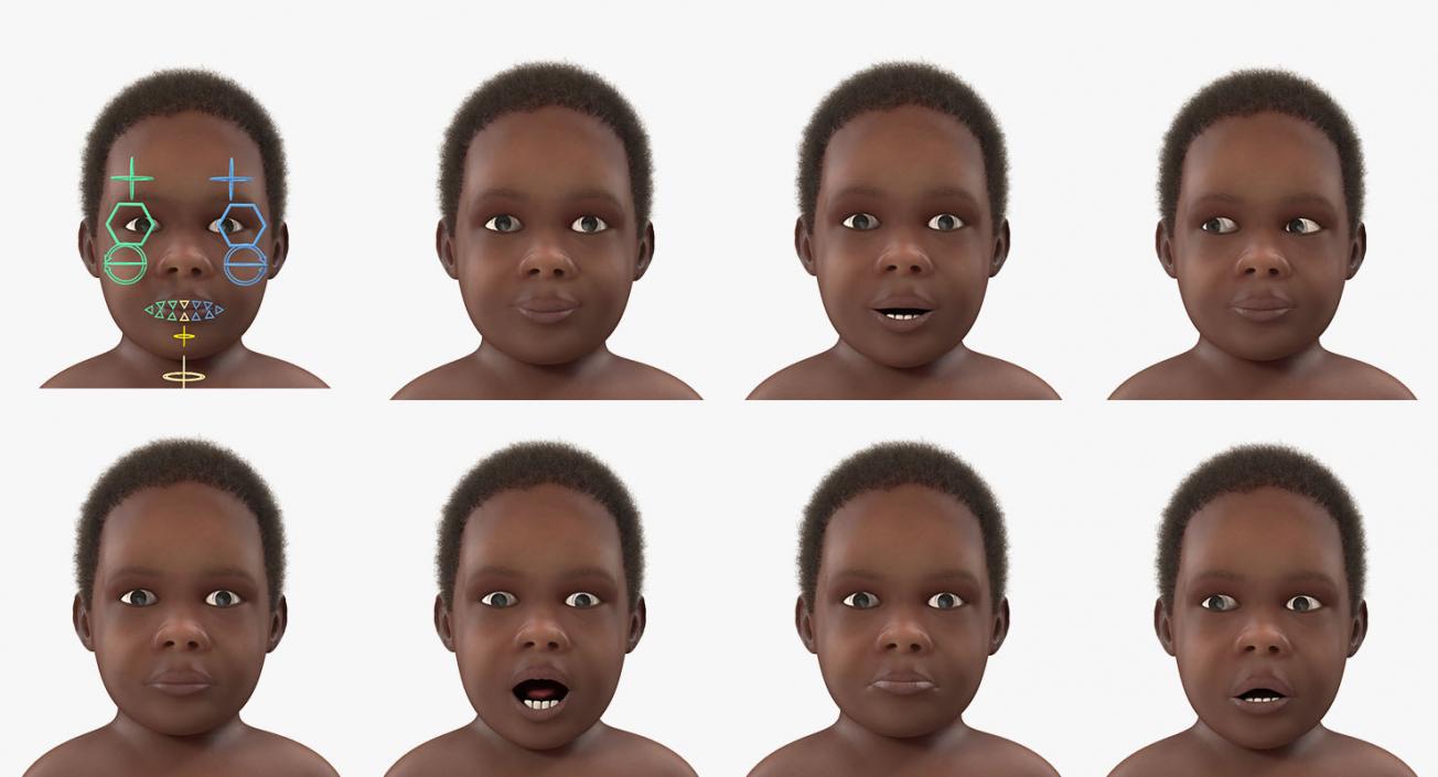 3D Small Baby Boys Rigged Collection model