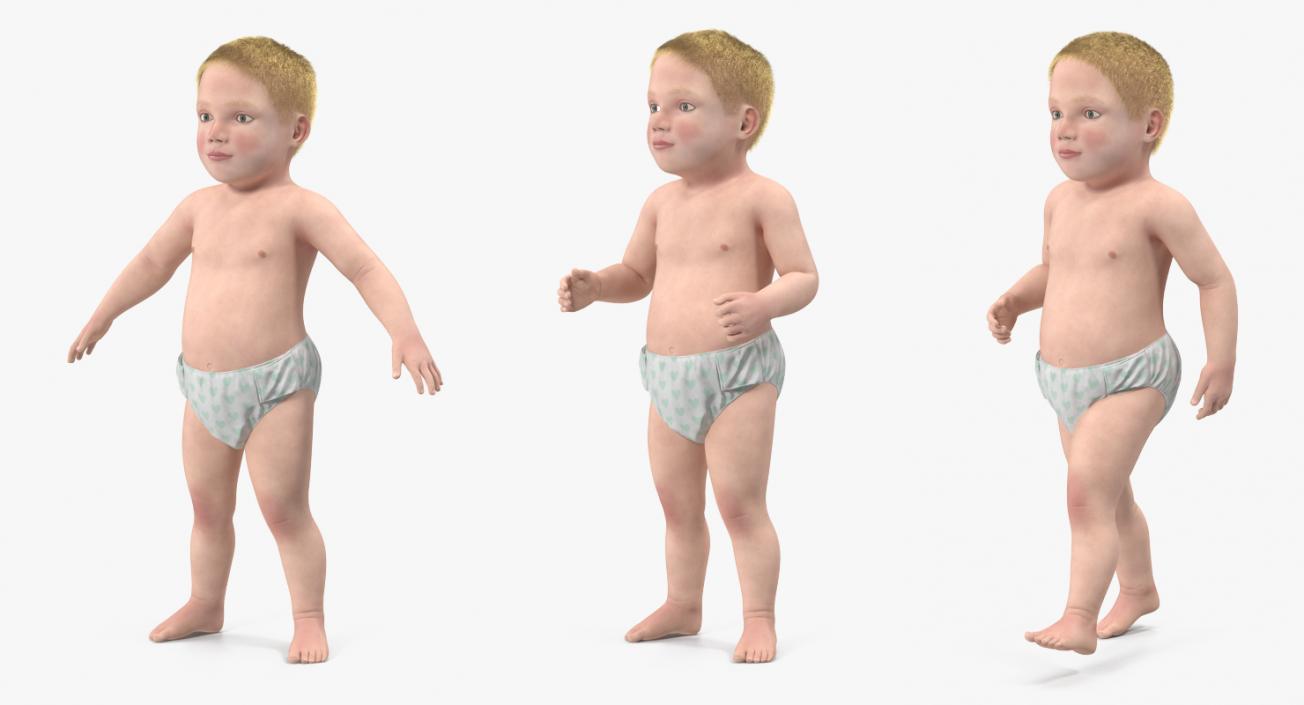 3D Small Baby Boys Rigged Collection model